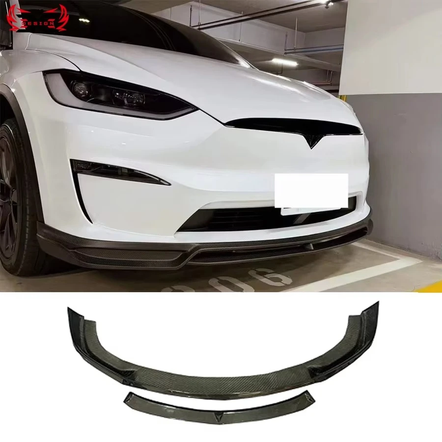 For New Tesla Model X Plaid Front Bumper 2021-2023 CMS Style Ultra Light Exhaust Cut-Outs Bolt-On Front Lip Kit