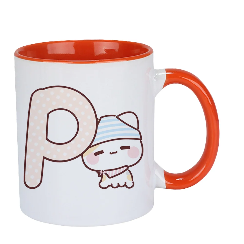 11oz Ceramic Coffee Mug with Cute Cat and Polka Dot P Print Home Use Office Drinking Tableware Birthday Holiday Present Christma
