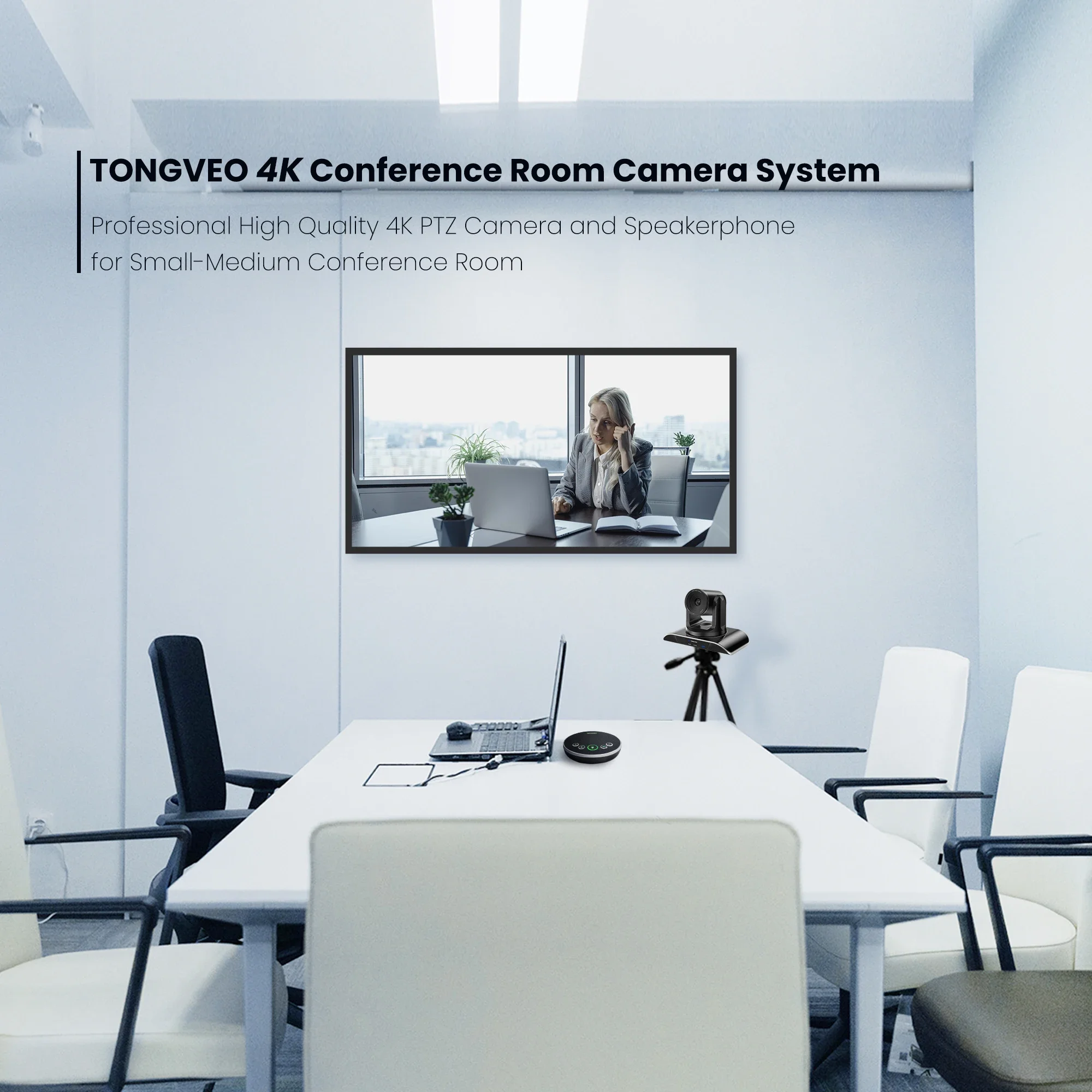 AI Auto Tracking Video Conferencing System With Ultra HD 4K Video Camera And Wireless BT Speakerphone