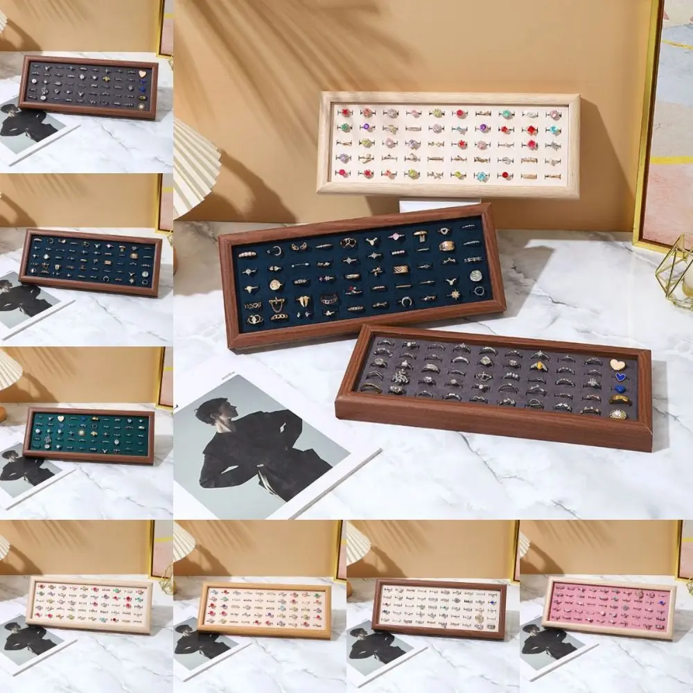 

Velvet Fashion Jewelry Trays 50 Slot Large Capacity Rings Display Tray Space Saving Organizer Stud Earrings Storage Rack Dresser