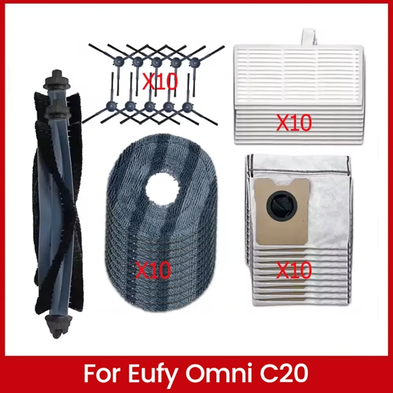 Para Omni C20 piezas de recambio de aspiradora cepillo principal Cepillo Lateral bolsa de polvo filtro Hepa paños de fregona-A69M