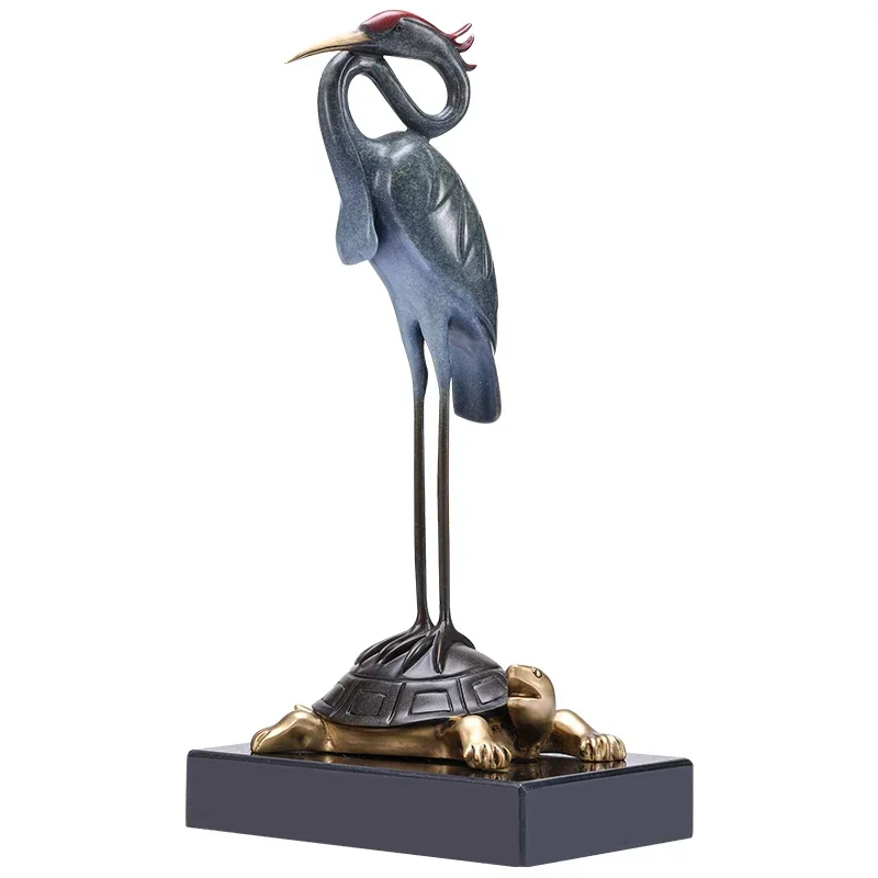 

Hot SalesPure Copper Turtle Crane Sickness Ornaments Living Room Entrance Decorations Home Crafts Birthday Celebration Birthday