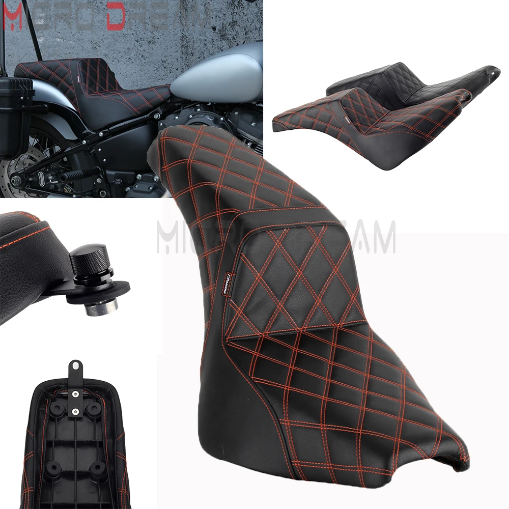 For Harley Softail 18-2022 Two-up Motorcycle Seat Driver Passenger Seat Pad for Street Bob Heritage Classic Standard Slim Deluxe