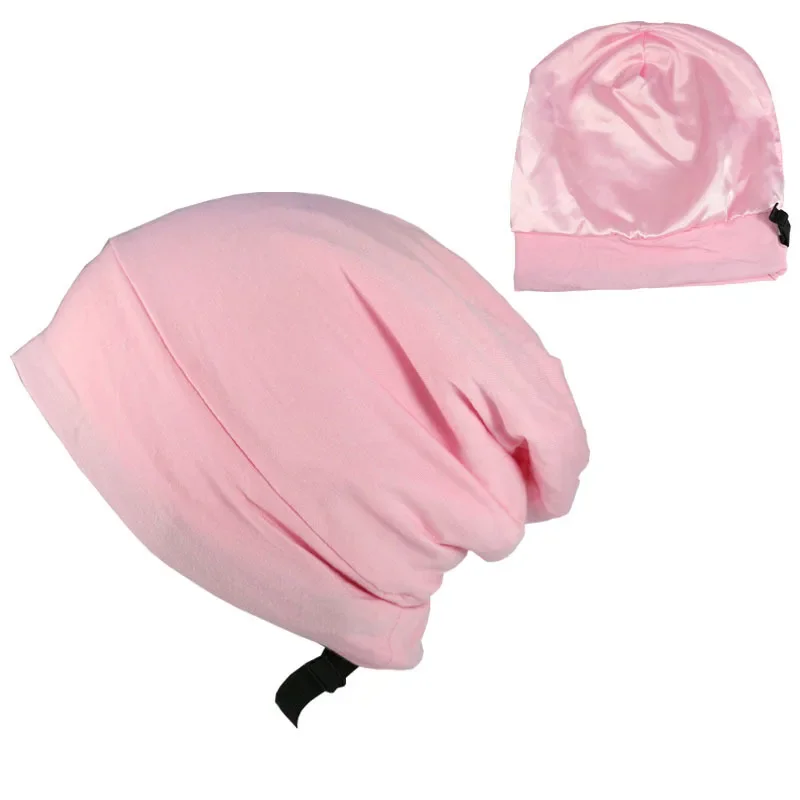 Soft Stretch Satin Bonnet Fashion Lined Sleeping Beanie Hat Bamboo Headwear Frizzy Natural Hair Nurse Cap for Women and Men