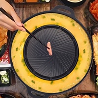 Korean Cassette Grill Pan Non-stick Aluminum Alloy Round Shabu-grilled Pan Hot Pot Oil Leaking Pan Camping BBQ Grilling
