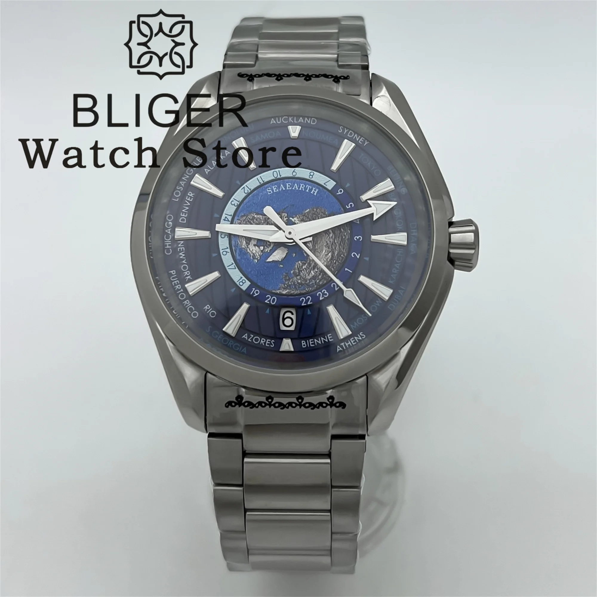 BLIGER-reloj mecánico de acero inoxidable para hombre, cronógrafo de cristal de zafiro de lujo, movimiento automático, resistente al agua hasta 100M, 40MM, NH35A