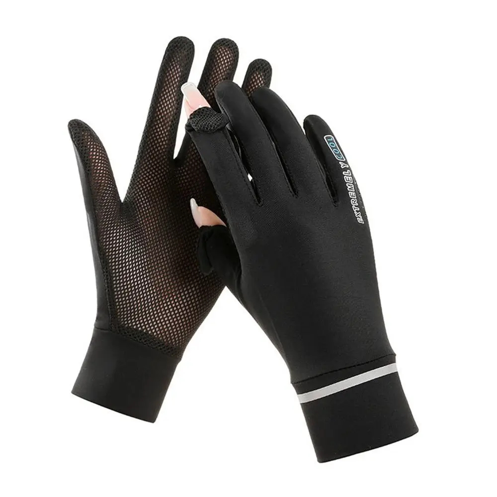 Cycling Driving Running Thin Summer Ice Silk Gloves Sun Protection Gloves Anti-UV Gloves Mittens