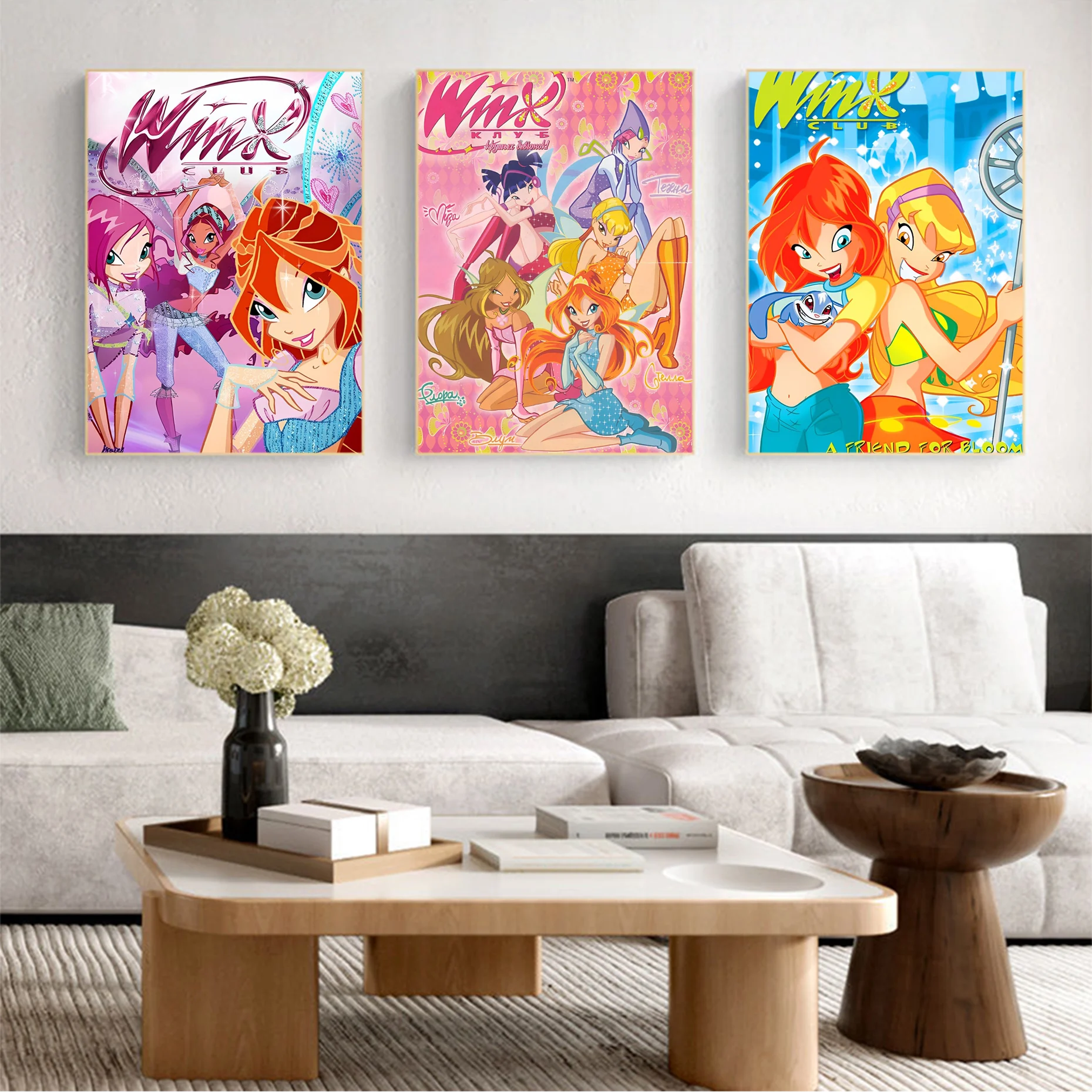 Girl W-Winx Catoon Club Poster Classic Anime Poster Fancy Wall Sticker for Living Room Bar Decoration Decor Art Wall Stickers