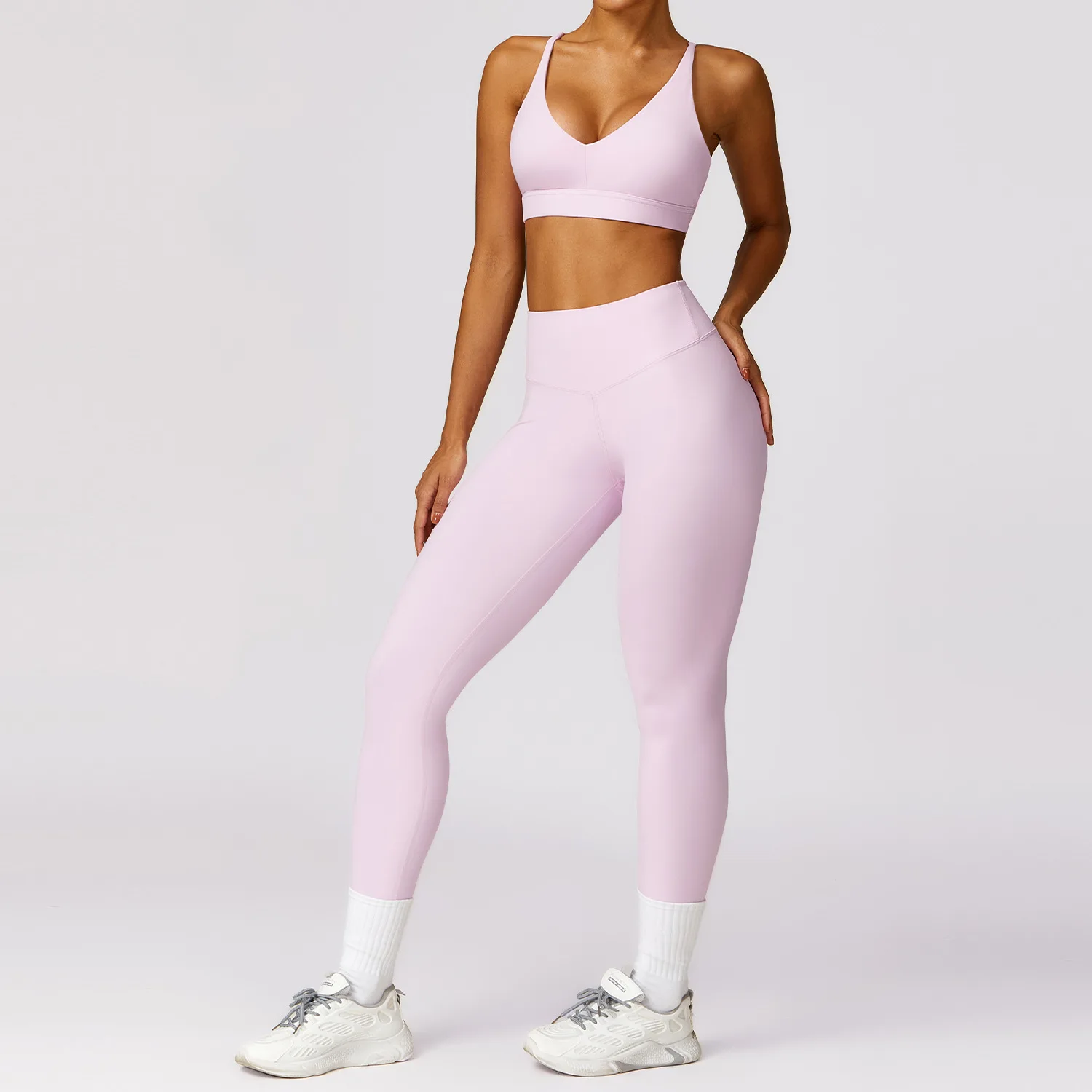 Set da yoga 2 pezzi Tute da donna Allenamento Abbigliamento sportivo Abbigliamento da palestra Fitness Manica lunga Crop Top Leggings a vita alta