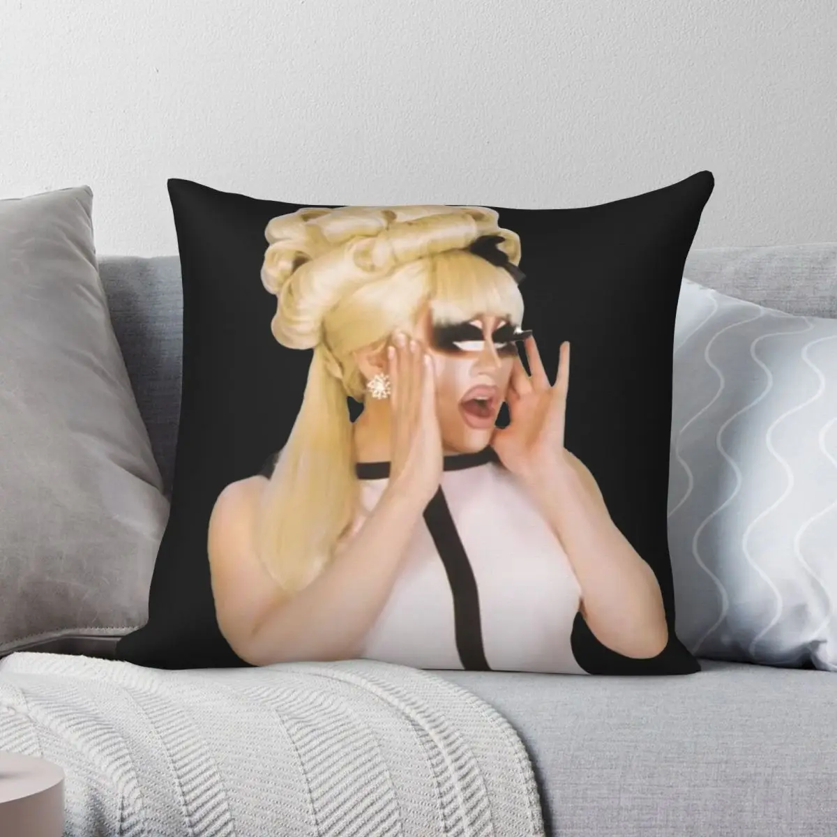 Trixie Shocked Pillowcase Polyester Linen Velvet Printed Zip Decor Throw Pillow Case Sofa Cushion Cover