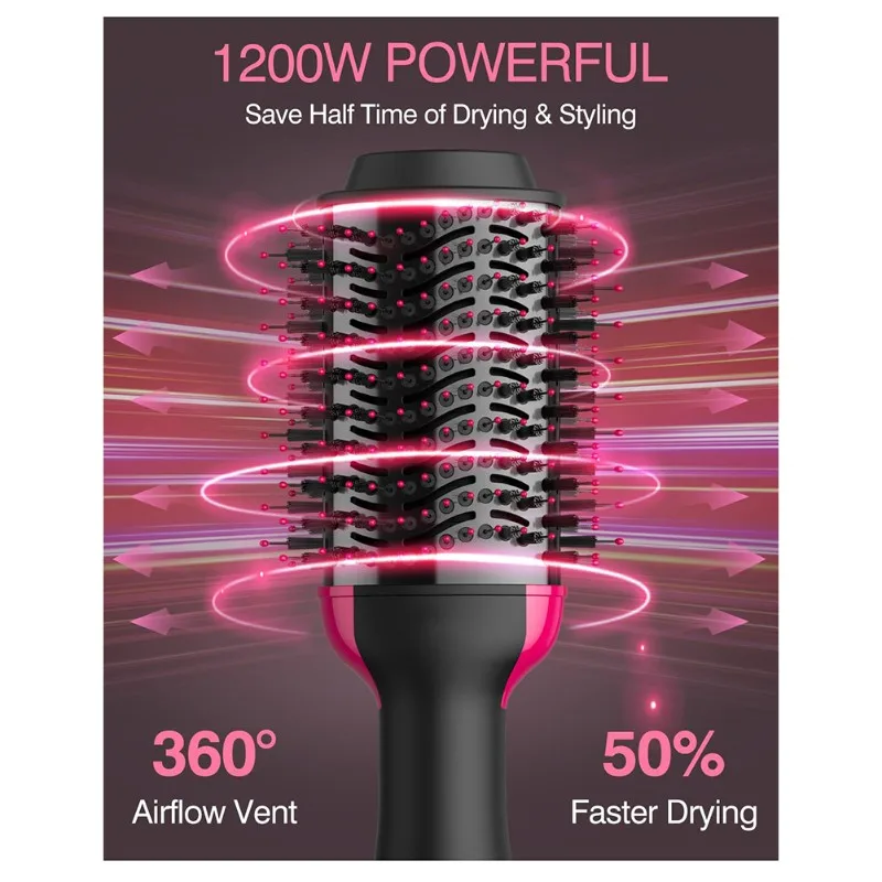 abzaヘアドライヤー-ブロードライヤー-ブラシ一体型-4-in-1-スタイリングツール-ヘアドライヤー＆スタイラー-ボリューマイザー、乾燥用ホットエアブラシ、ストレートアイロン-eu対応