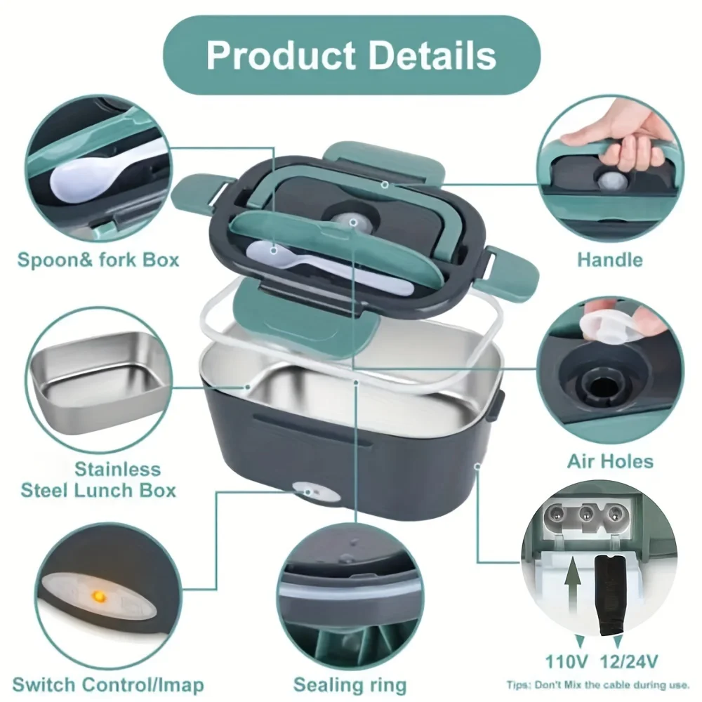 60W Portable  Lunch Box - Keep Your Food Hot & Leak-Proof On The Go! Lunch box electric Portable cooking pot Rice maker