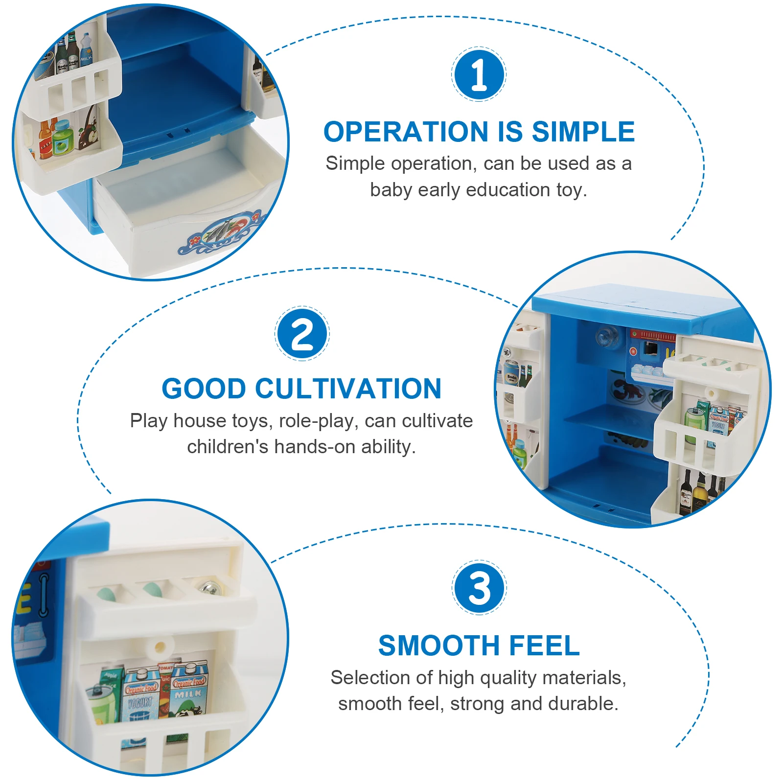 Mini refrigerador de juguete para niños, juguete de cocina simulado, desarrollo cognitivo divertido, superficie lisa, tamaño Mini de plástico