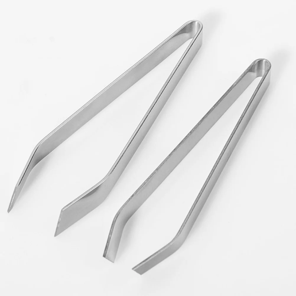 

3 pcs Fish Bone Tweezer Stainless Steel Tweezers Pig Hair Removal Tool For Restaurant Kitchen Home Flat Tip Silver