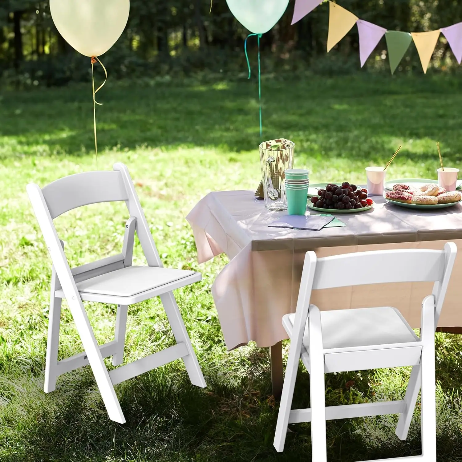 Resin Folding Chairs with Cushion, Foldable Plastic Chair with Comfortable Padded Seats, Perfect for Event Party Indoor