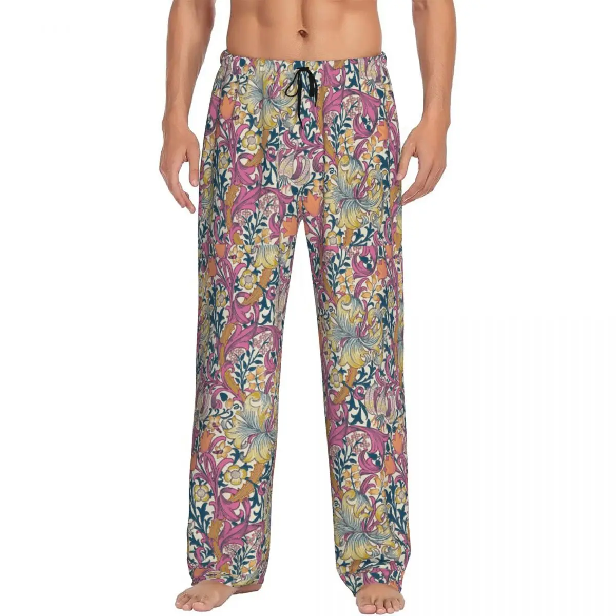 

Custom Print William Morris Pajama Pants for Men Sleep Sleepwear Bottoms with Pockets