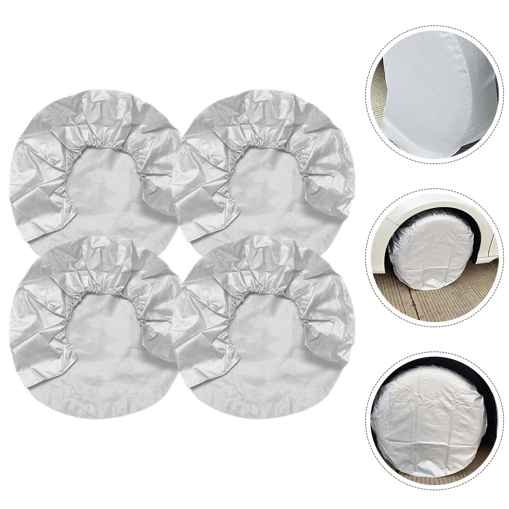 4 قطع من أغطية إطارات Rv من قماش أكسفورد لحماية العجلات العالمية لملحقات حماية من الأشعة فوق البنفسجية لمقطورة الشاحنة