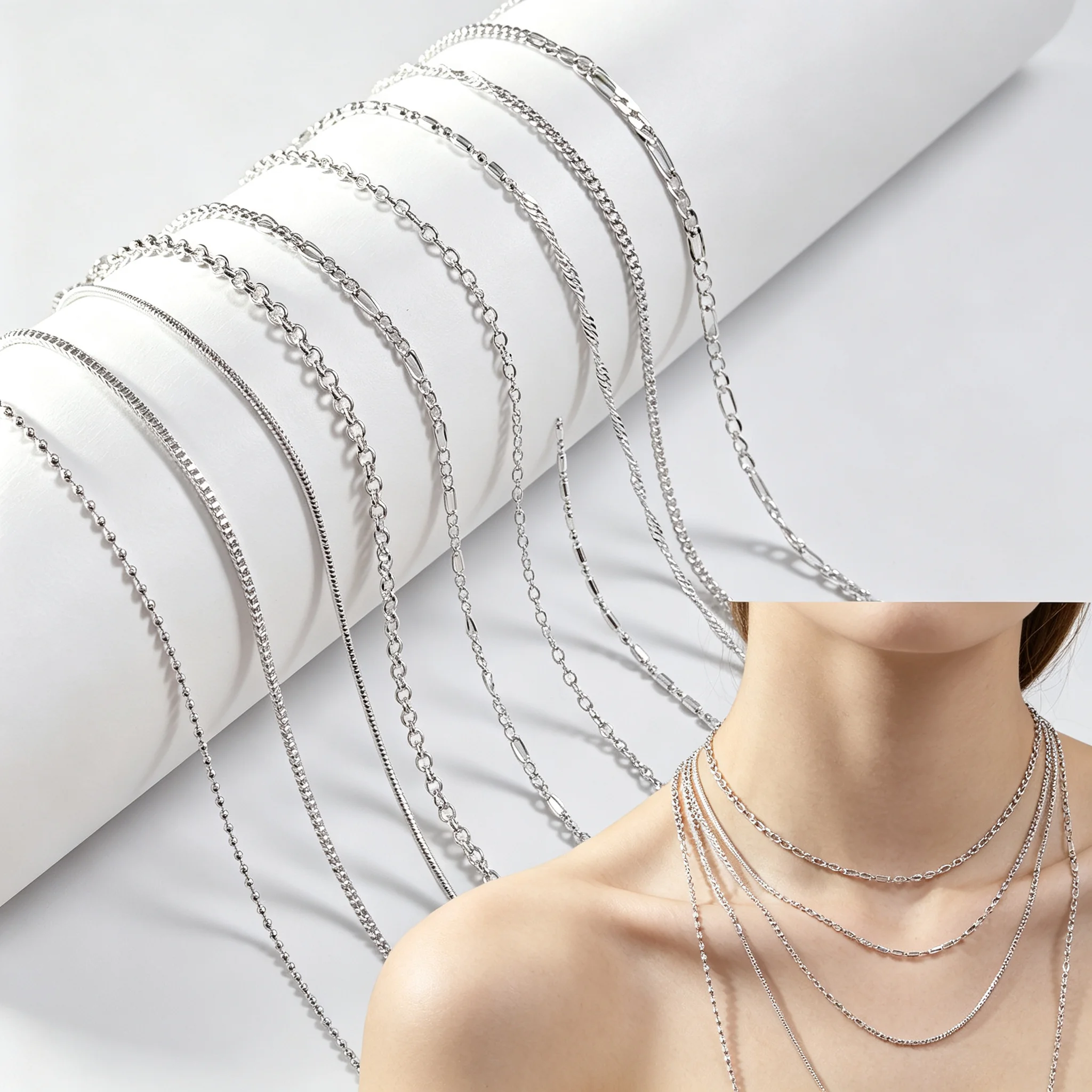 3PCS Jewelry Chains Necklace with Lobster Clasps fit Men Women Pendant 18/20/24/30 Inch