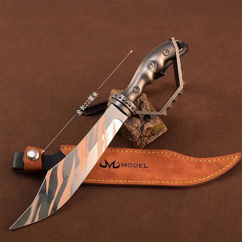 

22cm Tiger Tooth Knife Toy Sword with Holster All Metal Weapon Model Military Command Knives Safety: Unedged Craft Ornament Gift