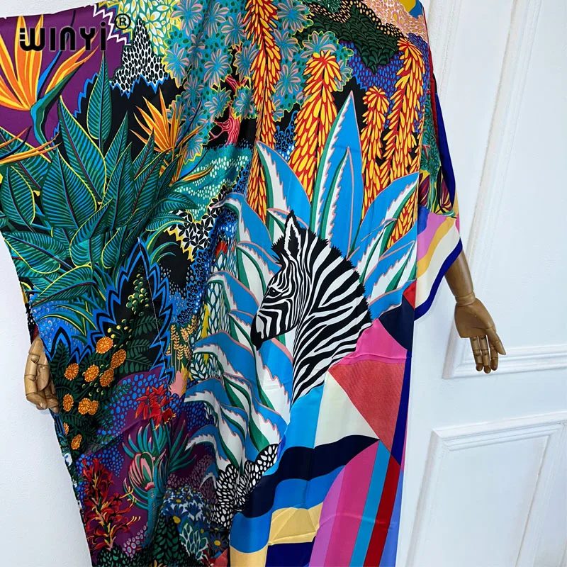 WINYI new high quality Print kaftan fashion africa clothing beach cover up outfits for women evening dress party muslim dress