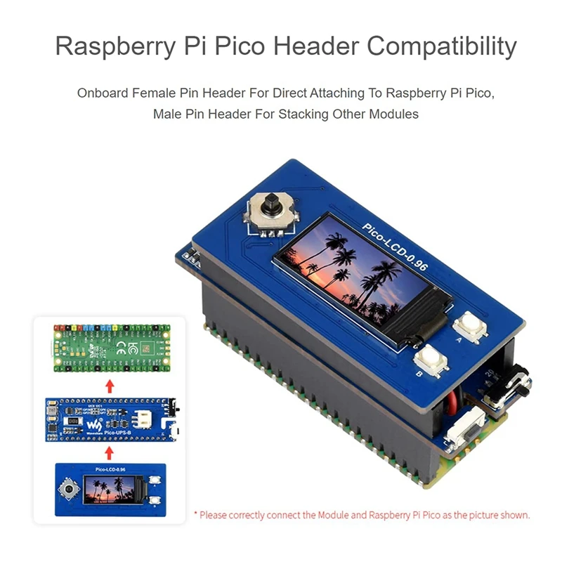 Módulo Waveshare UPS B para placa Raspberry Pi Pico, batería de monitoreo de fuente de alimentación ininterrumpida a través de Bus I2C, diseño apilable