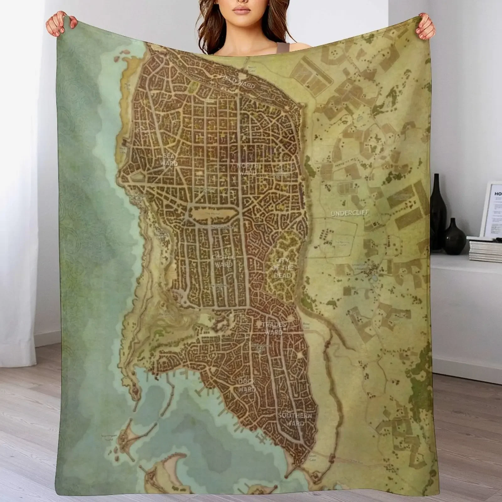 Waterdeep City Map Throw Blanket Cozy Sofa Blanket for TV Watching Napping
