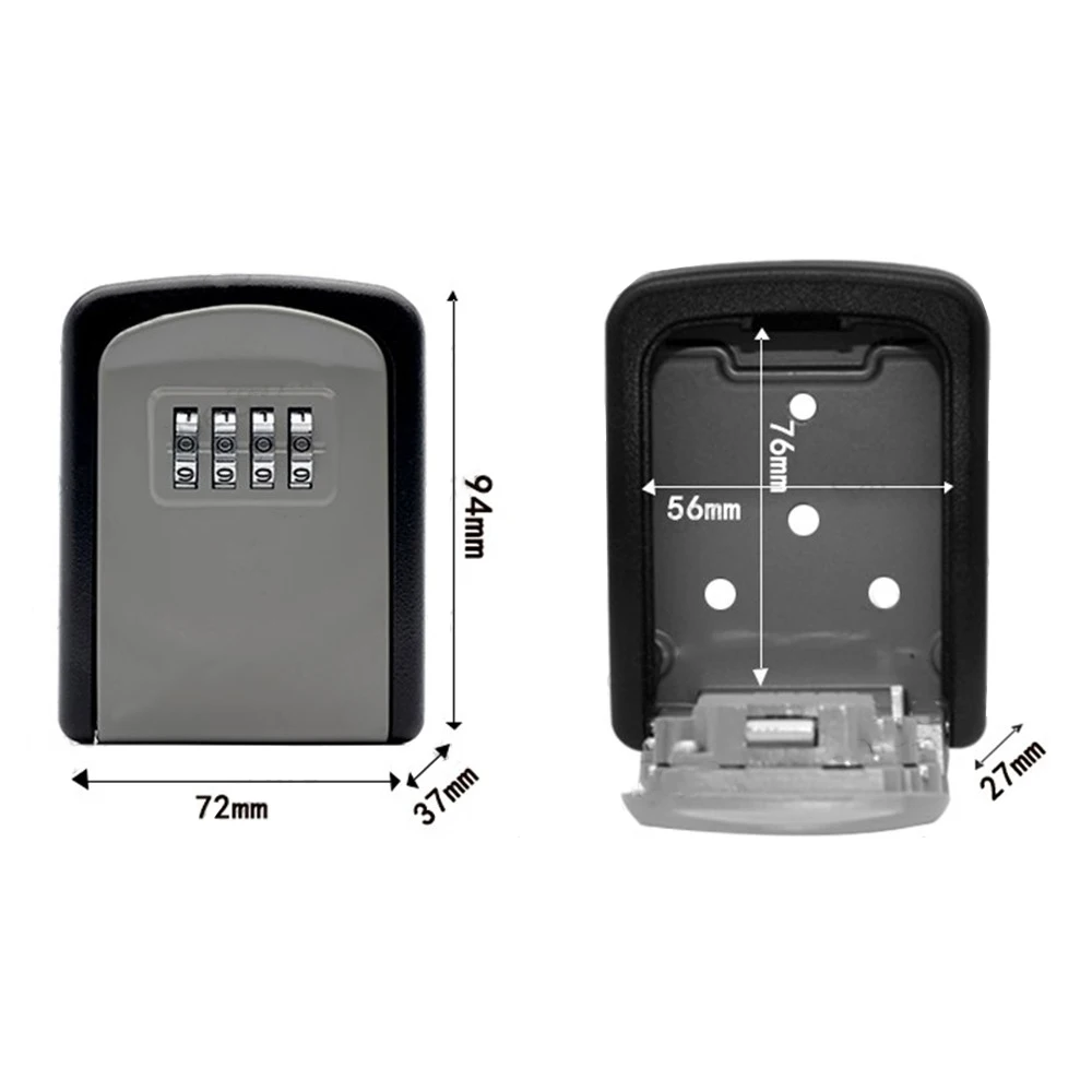 Wall Mount Key Safe Organizer Box 4 Digit Combination Password Key Box Password Lock ABS Plastics for Indoor Outdoor Key U Disk