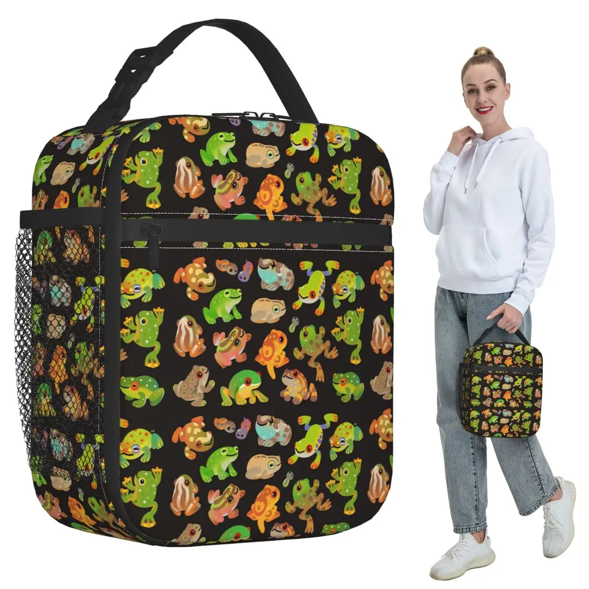 Tree Frog - Dark Insulated Lunch Bag for Kids School Cooler Thermal Food Box Tote Leakproof Lunch Boxes Container