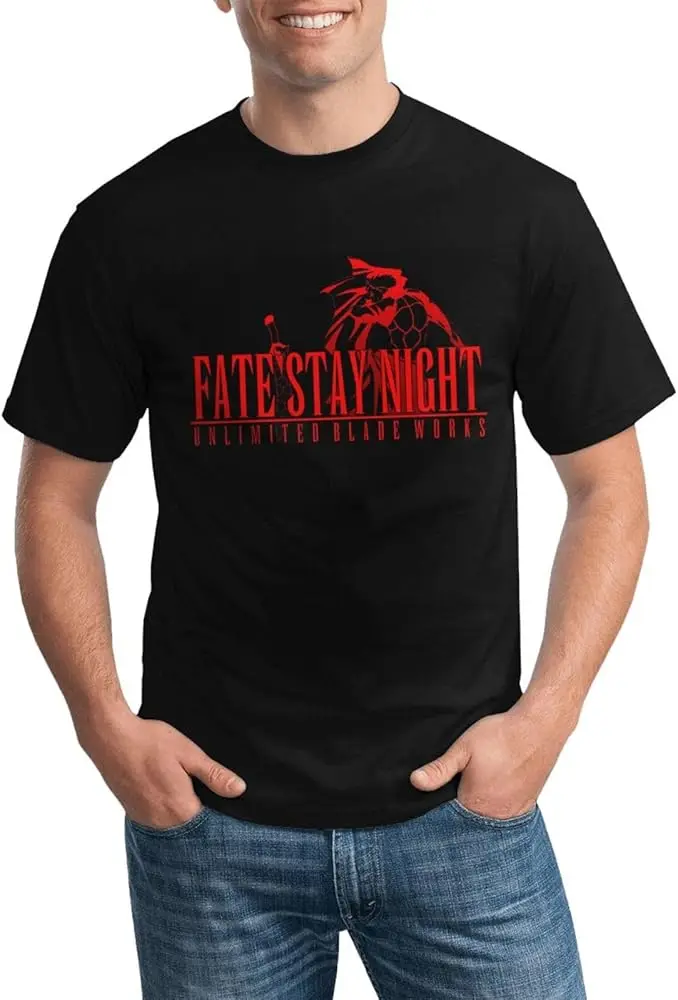 Fate Anime Stay Night Shirt Men's Breathable Short Sleeve Tshirt Fashion Crew Neck  High Quality 100%Cotton Short Sleeve