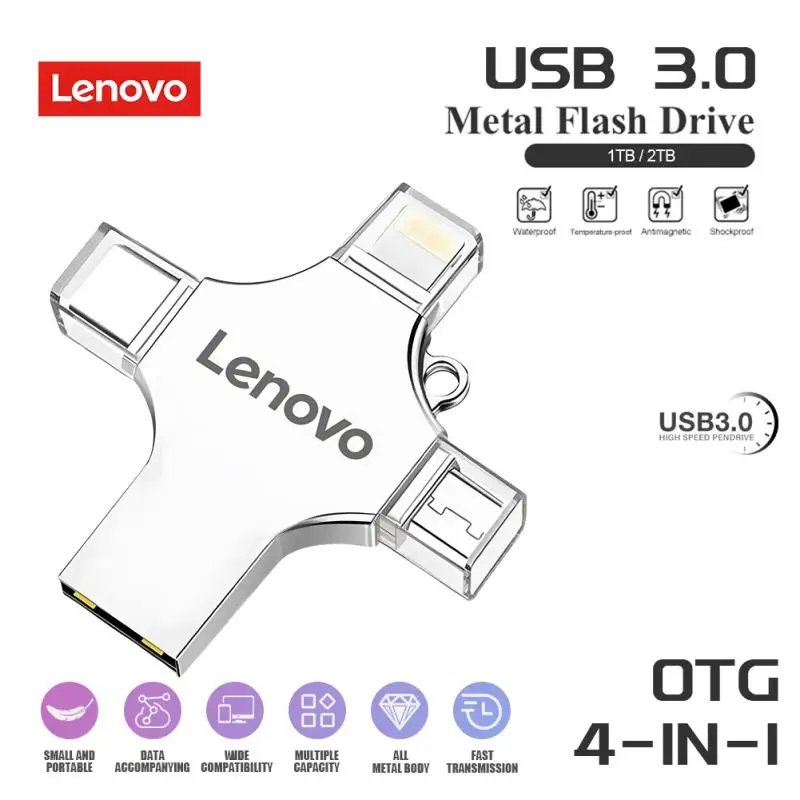 Флэш-накопители Lenovo OTG, флэш-накопитель Usb 3,0, высокоскоростной Тип C Usb 4 в 1, Usb C-карта, флэш-память на 2 ТБ, флэш-диск для Iphone/ps5