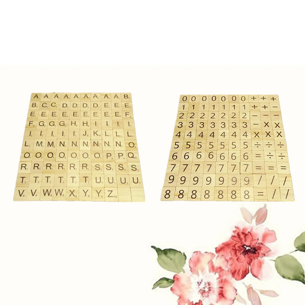 

200Pcs Early Education Letter and Number Wooden Chips Children Puzzle Game Set Letters 100 Numbers Safe for Kids