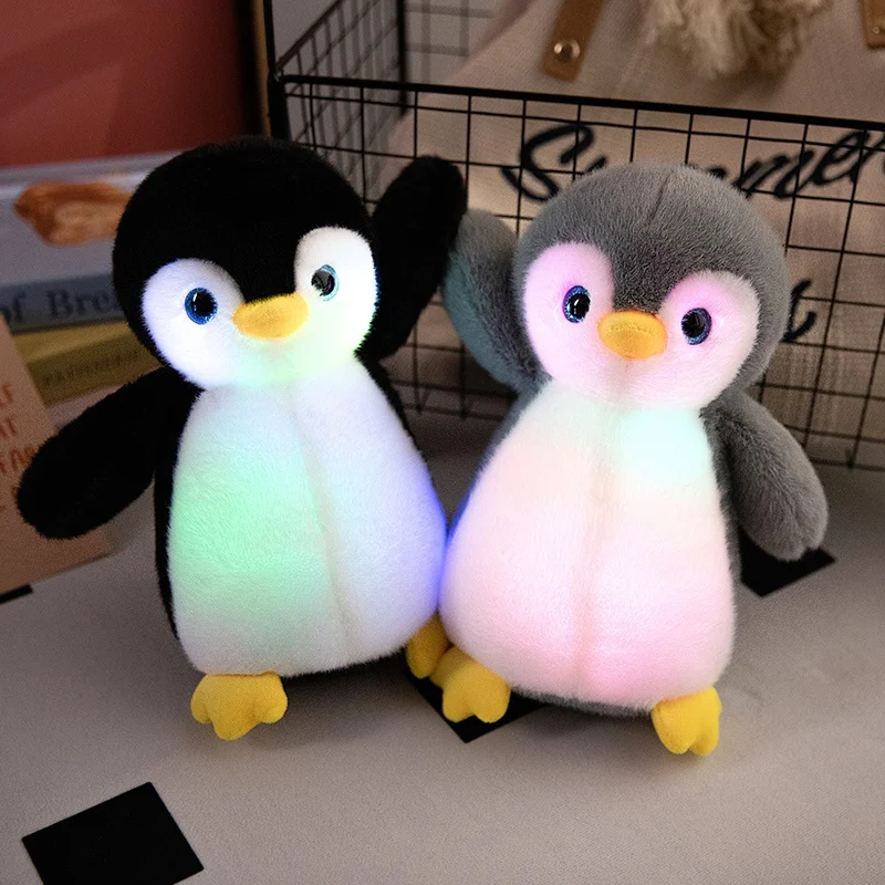 Creative Penguin Toy Luminous Pillow Soft Stuffed Plush Glowing Colorful Stars Cushion Led Light Toys Gift