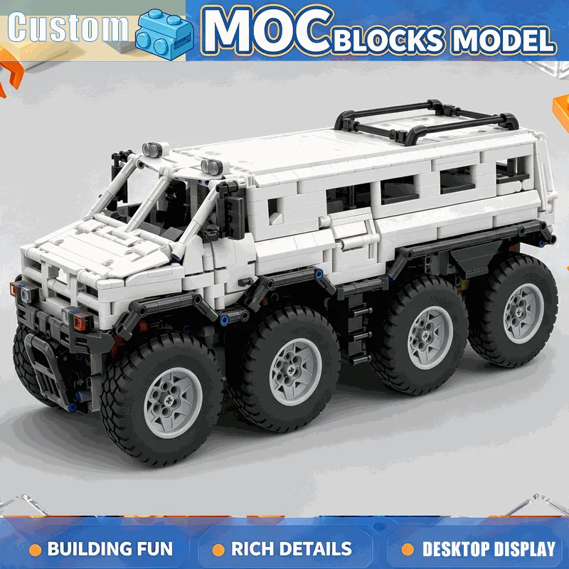 2435PCS White Eight Wheel Off Road Utility Vehicle Building Blocks Technical Model DIY Assembly Toy Home Display Festival Gift
