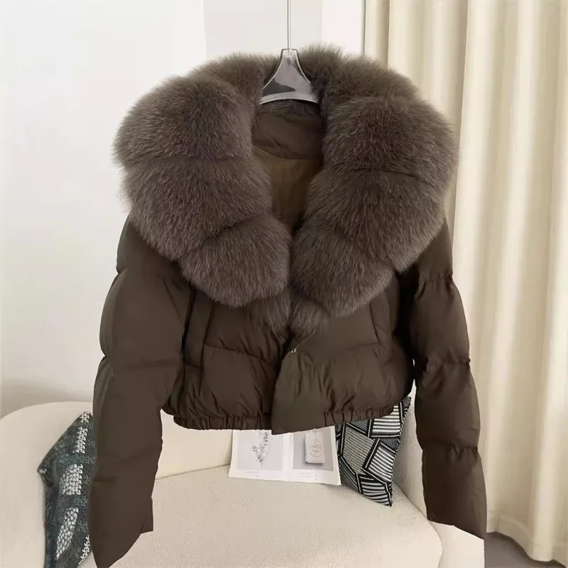 Stilvolle Winter Damen Daunen puffer jacke abnehmbare Fuchs pelz Puffer mantel neue warm weiße Enten Daunen puffer jacke Freizeit kleidung