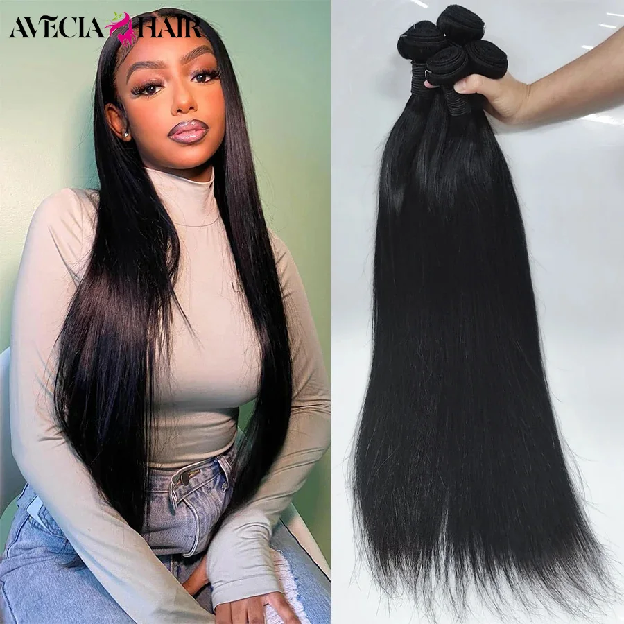 36 38 40 pouce tissage humain hair 10A tissage indienne cheveux humain lot en promo stright human hair bundles cheveux naturels humains femme raw hair bundles cheveux 100% humain hair extensions 30 inch bundles