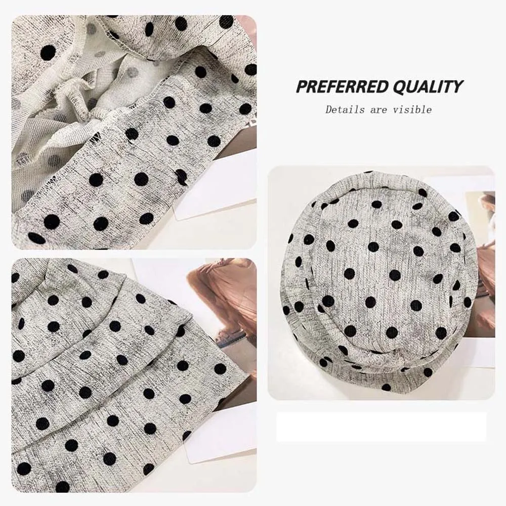 Retro Polka Dot Beanie Soft Elastic Vintage Pullover Hat Comfortable Patterned Slouchy Skull Cap Bad Hair Days