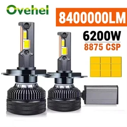 OVEHEL H7 H4 Led Lamp 6200W 8400000LM Three Copper Tube Led Lights For Car H1 H11 HB3 9005 HB4 9006 Led Headlight Bulb 6000K