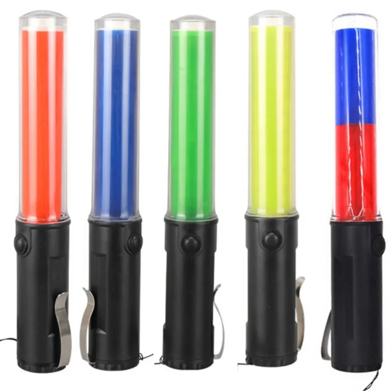 26cm Traffic Light Baton Concert Light Stick Side Clip Design Signal Traffic Wand LED Warning Lamp 3 Flashing Modes