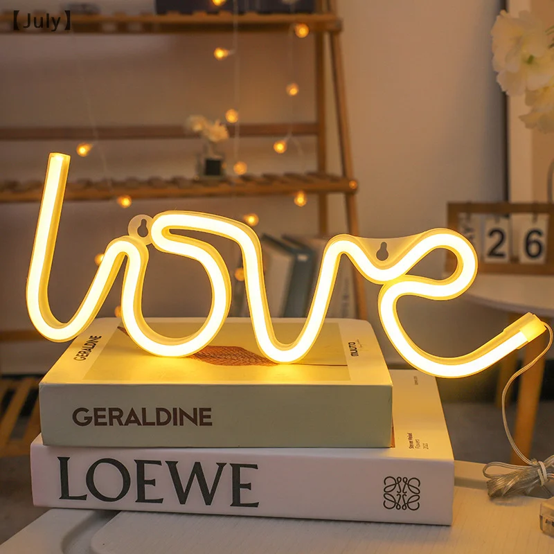 Lampu Neon, cahaya cinta kreatif pengakuan baterai USB penggunaan ganda gaya LED lintas batas dekorasi kreatif lampu malam