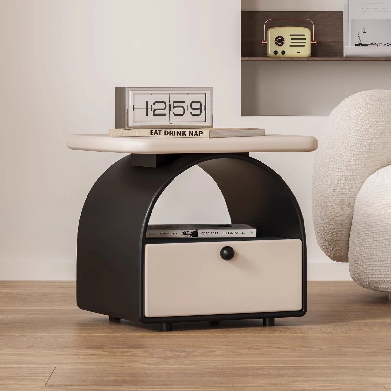 

Light luxury round bedside table living room