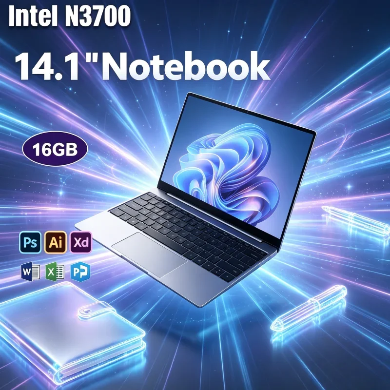 

Intel N3700 Driven 14.1 Inch Ergonomic Slim Laptop,16GB/32GB RAM, Windows 11, All-round Device for Work & Daily Leisure Use