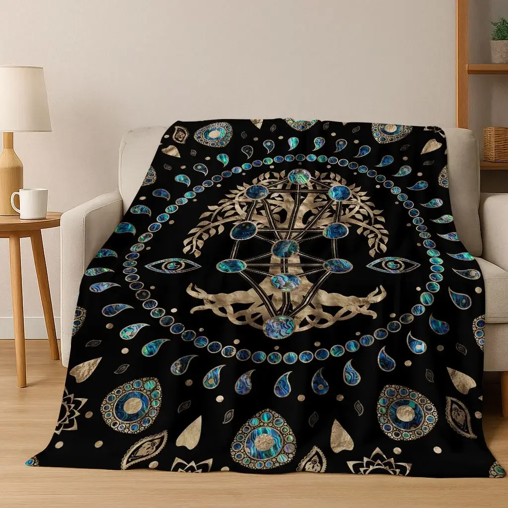 Nordic Dream Tree of Life Symbol Totem Yggdrasil Flannel Blanket,Cozy Soft Throw Blanket for Home Bedroom Bed Sofa Cover Gift