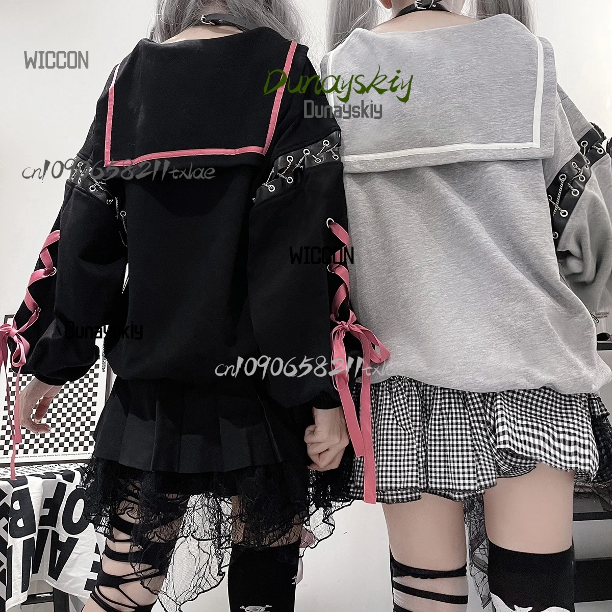 ผีเสื้ออิเล็กทรอนิกส์ hoodie ครึ่งกระโปรงผู้หญิงชุดทุกวัน cyberpunk jirai kei ชุด kawaii ชุดคอสเพลย์ฮาโลวีนคอสเพลย์