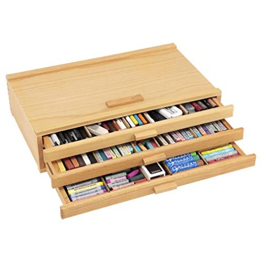 

Pastel Storage Box Wood Box with Foam Lining Sturdy and Stackable Art and Craft Supplies Storage Box for Artist Tools Pens Penc