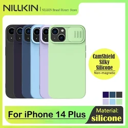 NILLKIN Silky Silicone Case for iPhone 14 Plus, 14 Pro Max, Slide Camera Protection, Full Coverage Liquid Silicone Back Cover