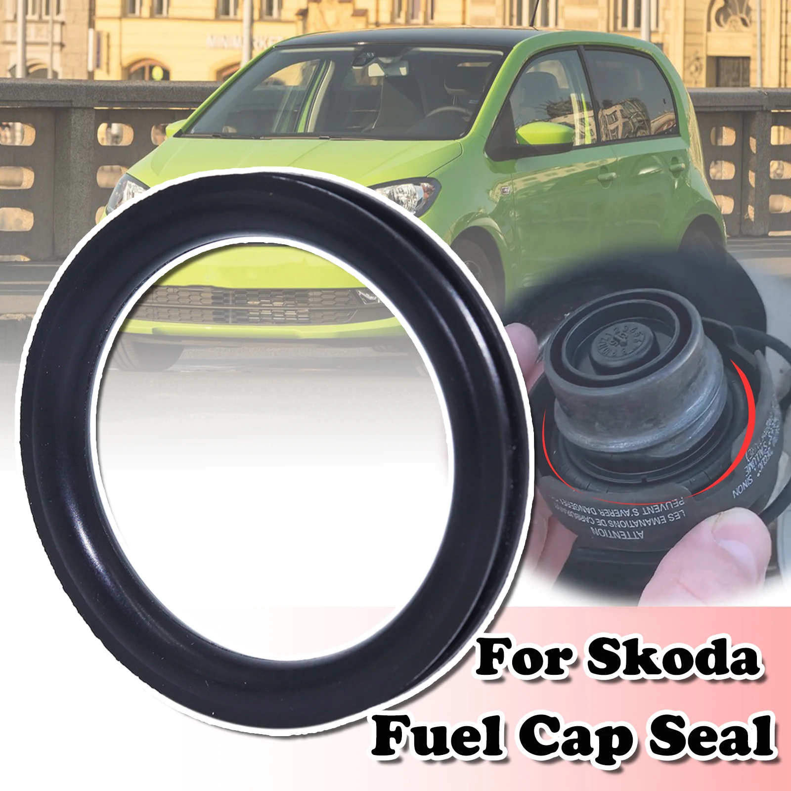 Tank Cap Seal For Skoda FABIA Citigo Kamiq Karoq Kodiaq Kushaq Fuel Tank Filler Neck Repair V Shape O-ring Rubber Gasket Washer