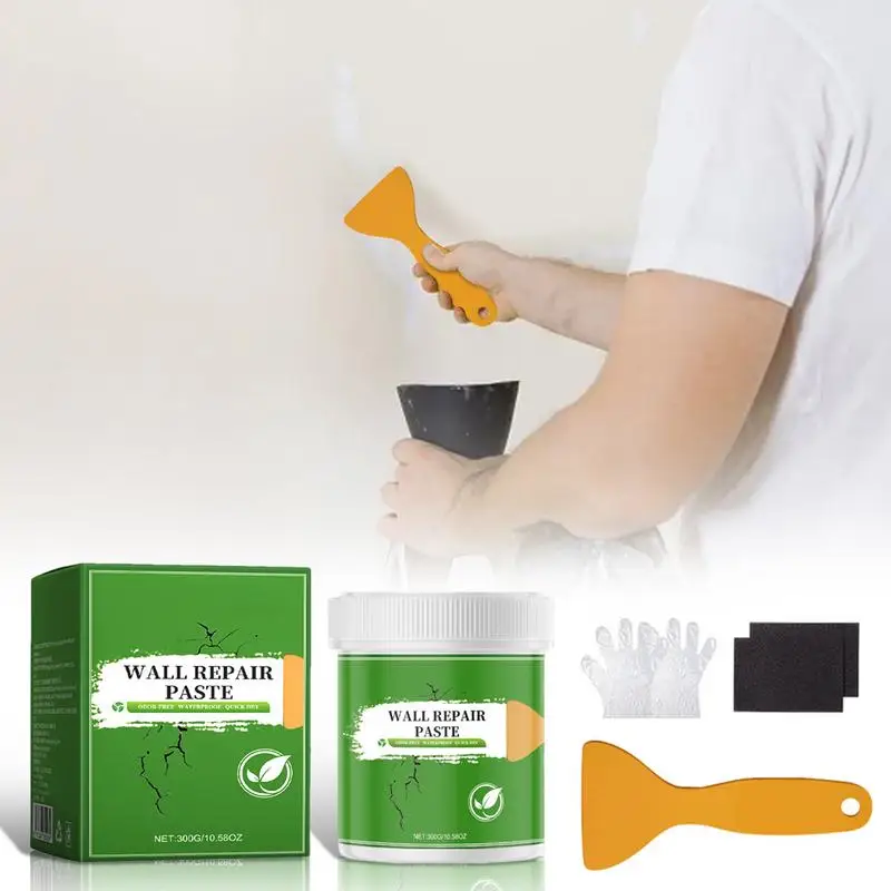 Kit de reparación de parches de pared, masilla de pared impermeable, relleno de agujeros de uñas, reparación de pared de secado rápido, cubierta fuerte con papel de lija y