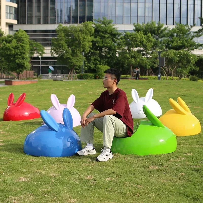 Hot SalesOutdoor Shopping Mall Kindergarten Creative Abstract Rabbit Stool Sculpture Park Animal Leisure Chair Decoration