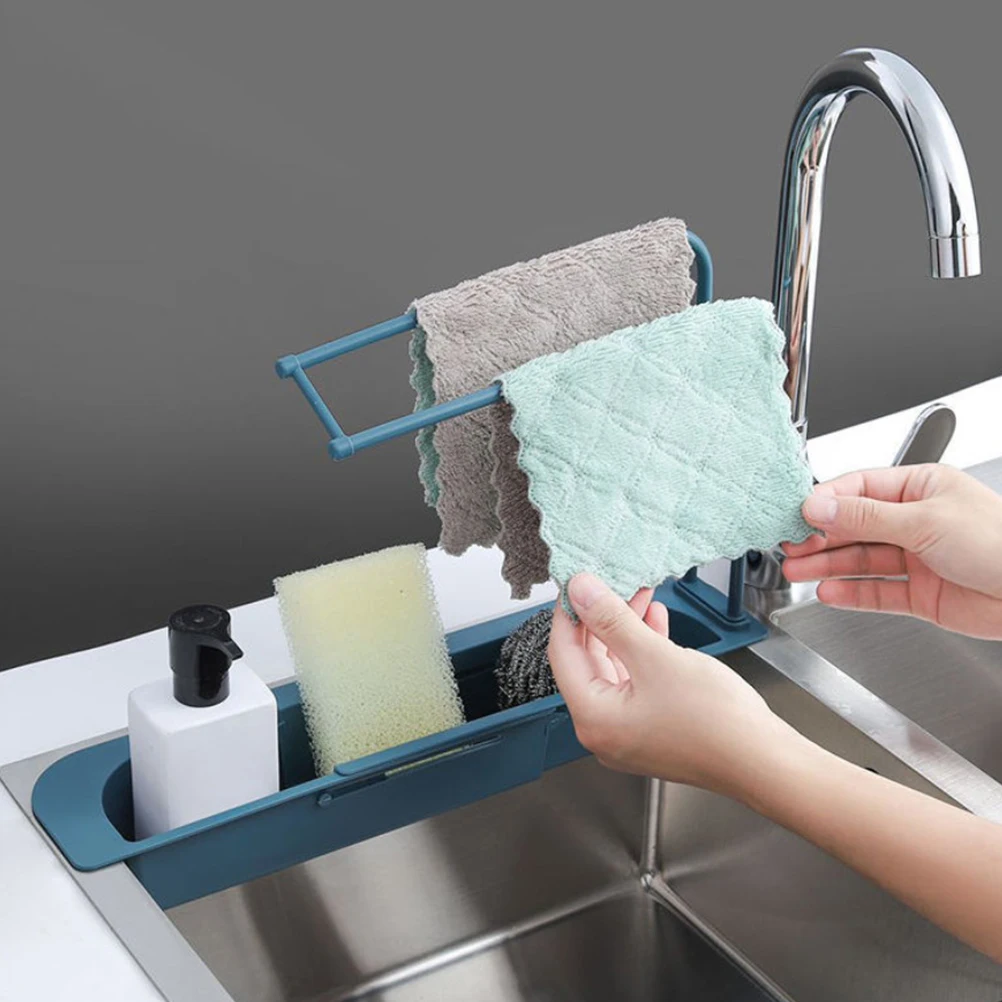 

Telescopic Sink Premium Rust Resistant Storage Holder Kitchen Sponge Soap Organizer Expandable Practical Drainer Tray