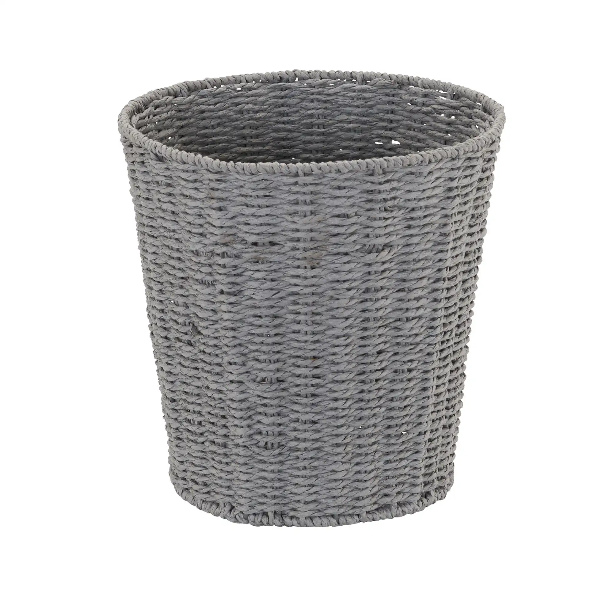 Woven Waste Basket, Gray Paper Rope Waste Bin for Bathroom, Bedroom, Office Perfect trash can For the bedroom